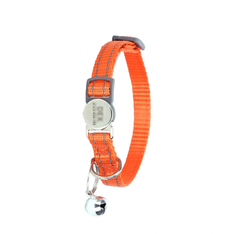 Custom Pet Collars Metal Buckle Nylon Reflective Cat Collar Engravable ID Nameplate Anti-lost Pet Tag Collars