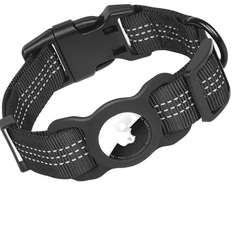 Reflective  Dog Collar Nylon Adjustable GPS Training Tracker AirTag Dog Collar With Buckle Pet Collar