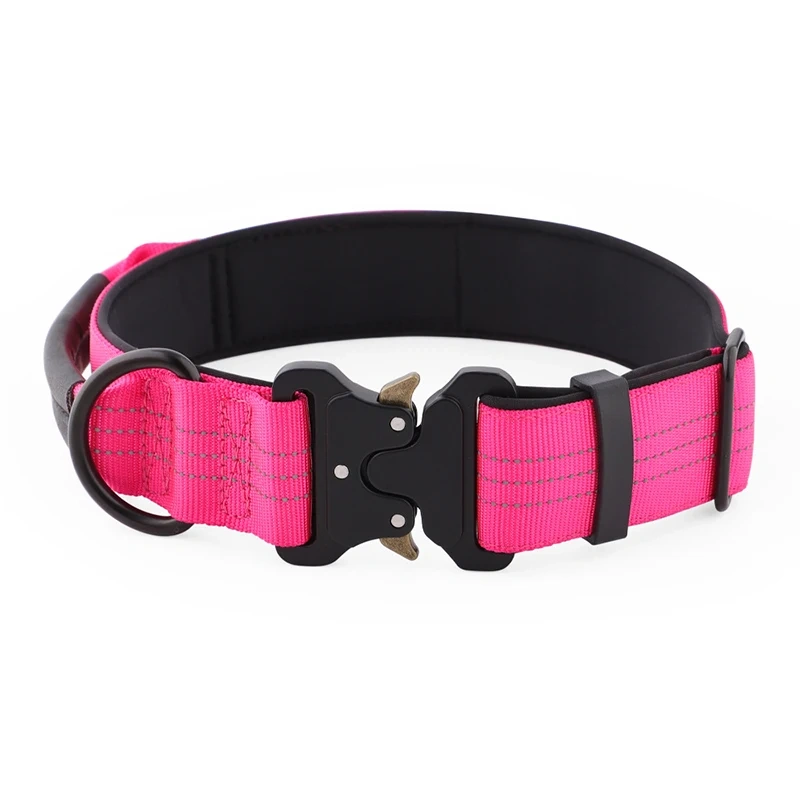 Durable Wider Adjustable Tactical Dog Collar Explosion-proof Night Reflective Nylon Pet Training Collar Ошейники Для Собаки