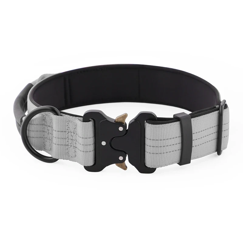 Durable Wider Adjustable Tactical Dog Collar Explosion-proof Night Reflective Nylon Pet Training Collar Ошейники Для Собаки