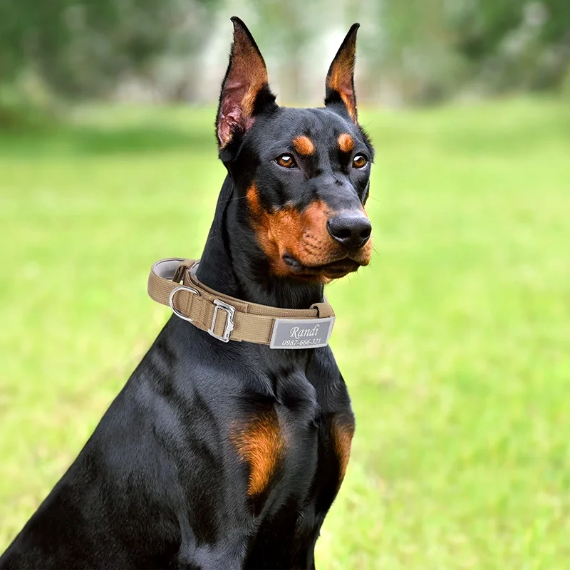 Customizable Tactical Dog Collar with Engraving Reflective Strips Lightweight Anti-Pull Pet Collar for Medium Large Breed Dogs