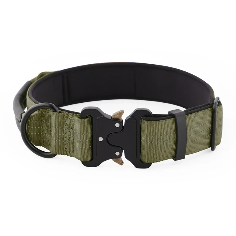Durable Wider Adjustable Tactical Dog Collar Explosion-proof Night Reflective Nylon Pet Training Collar Ошейники Для Собаки