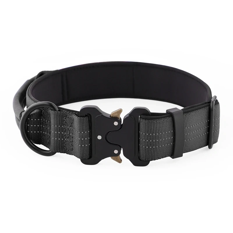 Durable Wider Adjustable Tactical Dog Collar Explosion-proof Night Reflective Nylon Pet Training Collar Ошейники Для Собаки