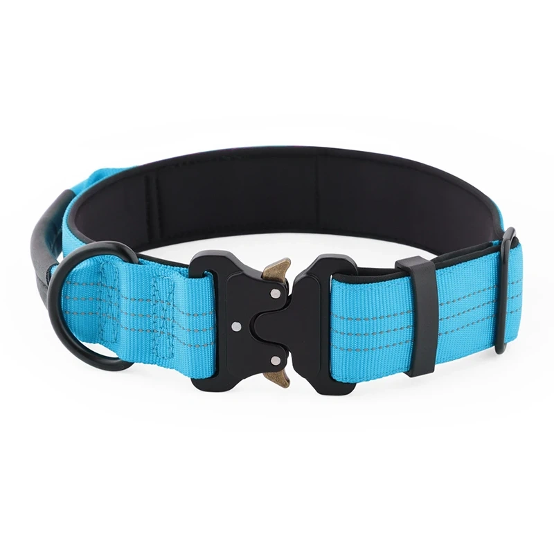 Durable Wider Adjustable Tactical Dog Collar Explosion-proof Night Reflective Nylon Pet Training Collar Ошейники Для Собаки