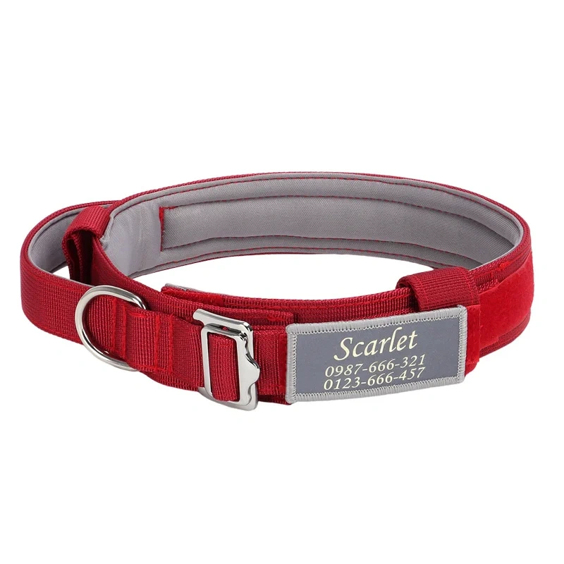 Customizable Tactical Dog Collar with Engraving Reflective Strips Lightweight Anti-Pull Pet Collar for Medium Large Breed Dogs