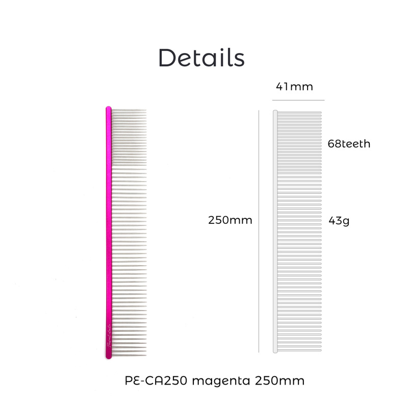 Aluminum-coated pet comb for groomers