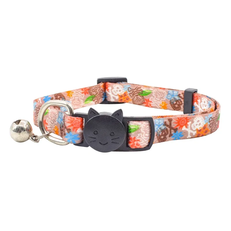 Customized Luxury Cat Collar Personalized Designer Polyester Nylon Pet Collar Classic Western Style Solid Print Ribbons Lights
