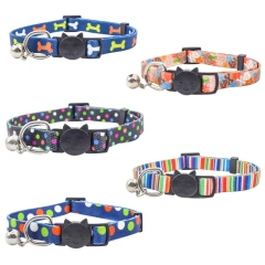 Customized Luxury Cat Collar Personalized Designer Polyester Nylon Pet Collar Classic Western Style Solid Print Ribbons Lights