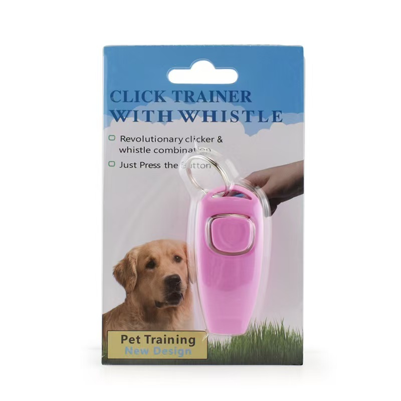 Two-in-one clicker with keychain for interactive training whistles