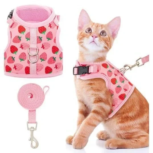 Cartoon Fruit/Round Dot Printed Pet Clothes Cute Cat Chest Strap Tank Top Tow Rope Breathable Pet Supplies