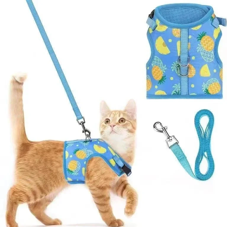 Cartoon Fruit/Round Dot Printed Pet Clothes Cute Cat Chest Strap Tank Top Tow Rope Breathable Pet Supplies