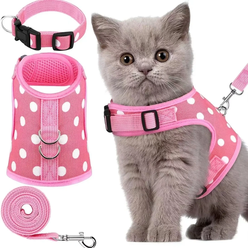 Cartoon Fruit/Round Dot Printed Pet Clothes Cute Cat Chest Strap Tank Top Tow Rope Breathable Pet Supplies