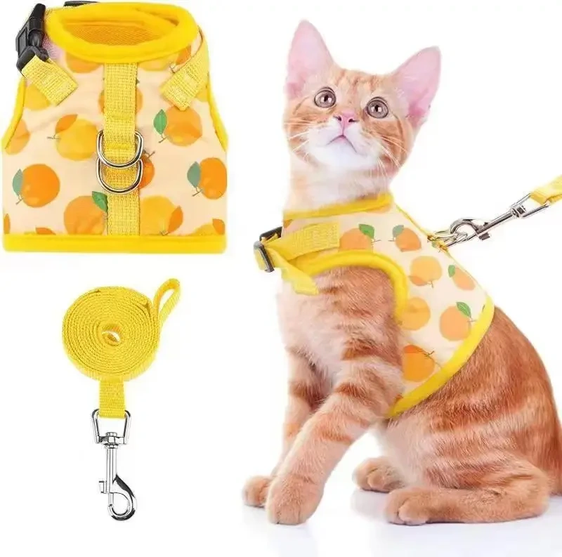 Cartoon Fruit/Round Dot Printed Pet Clothes Cute Cat Chest Strap Tank Top Tow Rope Breathable Pet Supplies