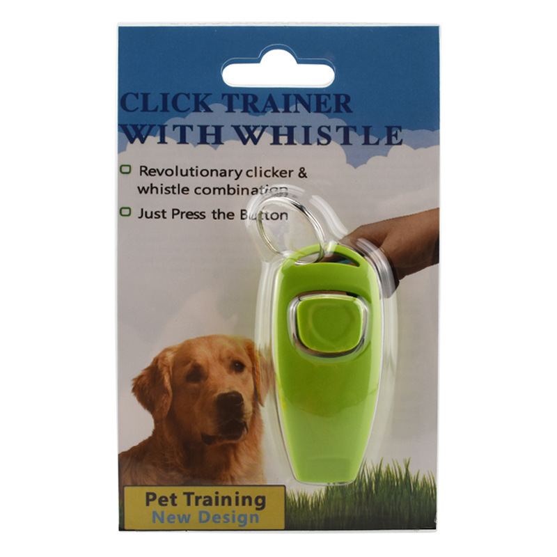 Two-in-one clicker with keychain for interactive training whistles
