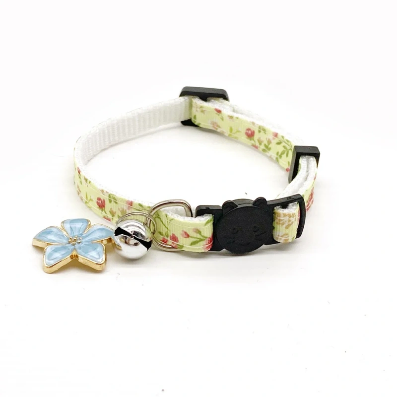 Polyester Kitty Necklace Flower Cat Dog Collar with Bell-Small Animal Accessory Pet Outdoor Walking Accessories
