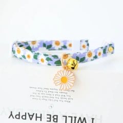 Small Flower Cat Pet Dog Collar Cute Cartoon Print Design Soft Neck Bell Decoration 16 Colors Breakaway Polyester for