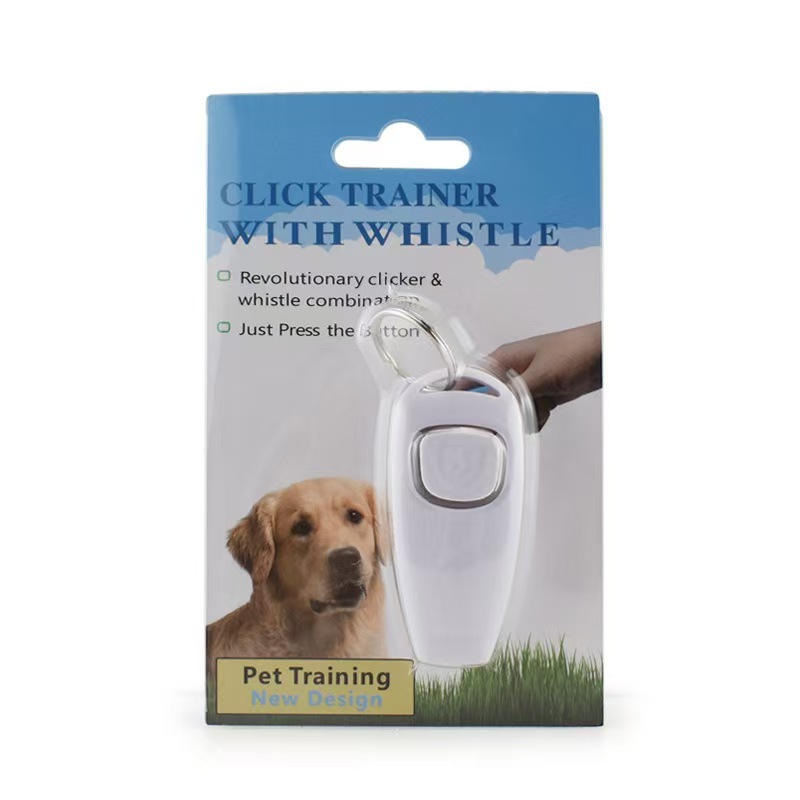 Two-in-one clicker with keychain for interactive training whistles