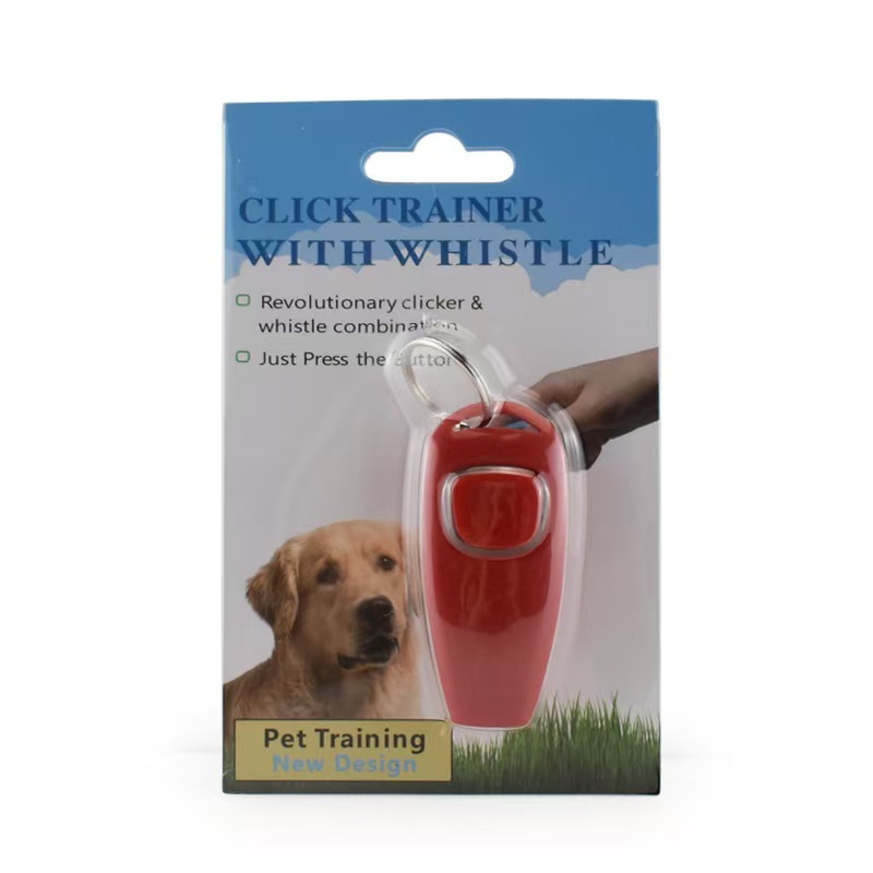 Two-in-one clicker with keychain for interactive training whistles