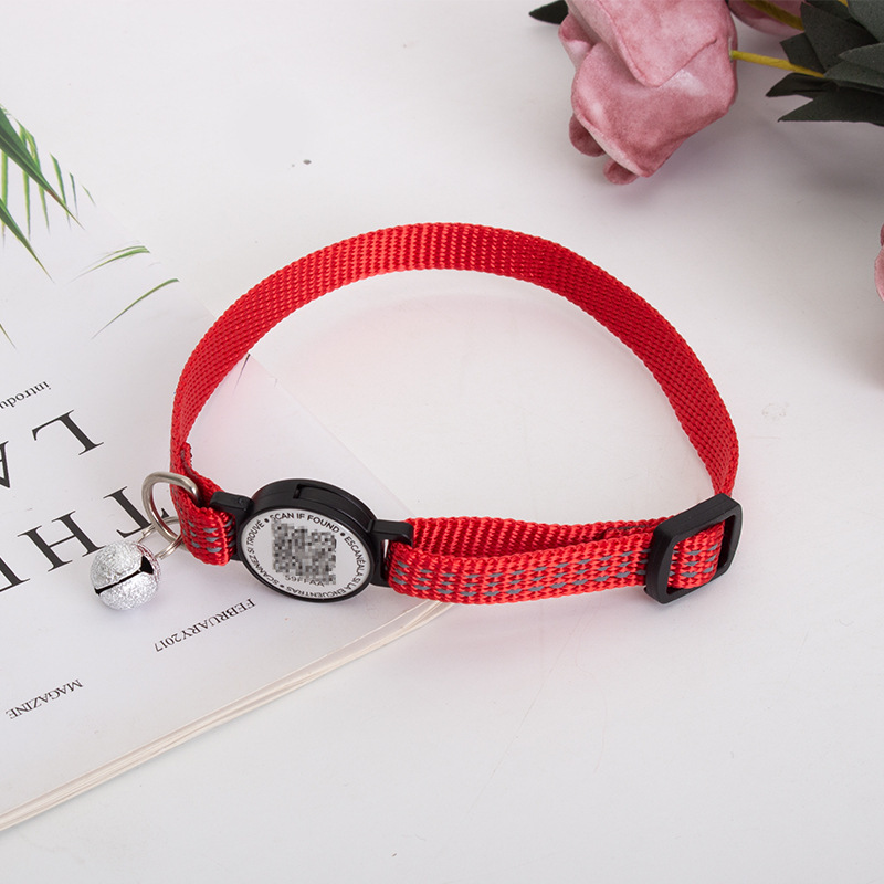 QR Code Pet ID Collar Tag Reflective Dog Collar With Customizable Lost Pet Info