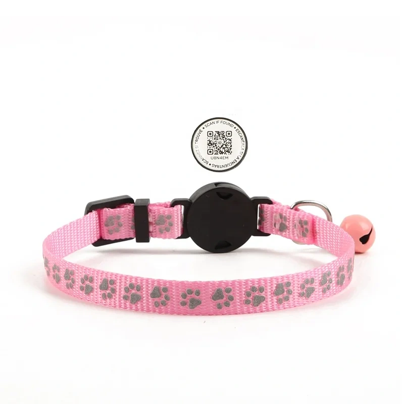 Hot Selling Silicone Reflective Dog Collar with QR Code & Paw ID Tags Durable Print Anti-Loss Tracking for Dogs