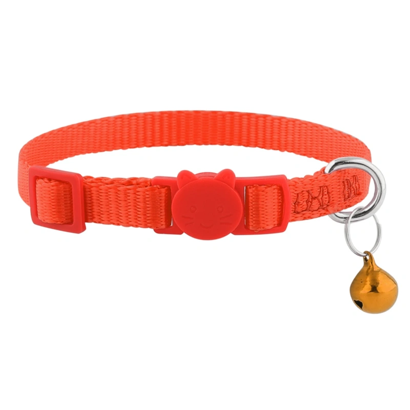 Ultra-Light Nylon Weave Belt Pet  Collar with Se Bule Anti-Hanging Choking Traing Bell Pink Ne Ring for s