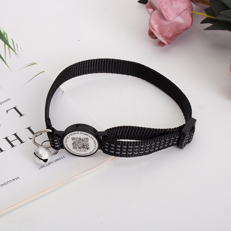 QR Code Pet ID Collar Tag Reflective Dog Collar With Customizable Lost Pet Info