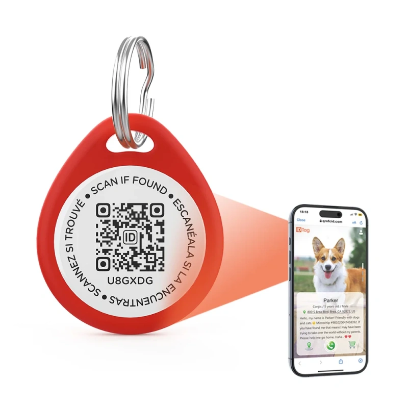 Luxury Round Footprint Dog ID Badge Tag Custom NFC QR Code Made of Metal and Plastic for Luxury Pets