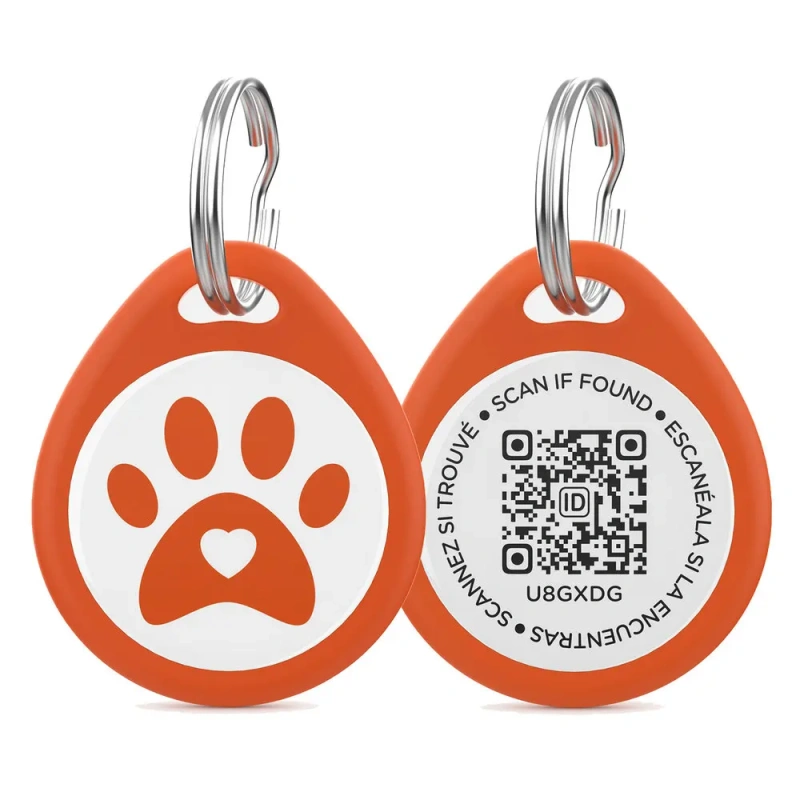 Luxury Round Footprint Dog ID Badge Tag Custom NFC QR Code Made of Metal and Plastic for Luxury Pets