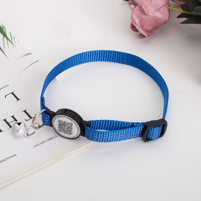 QR Code Pet ID Collar Tag Reflective Dog Collar With Customizable Lost Pet Info