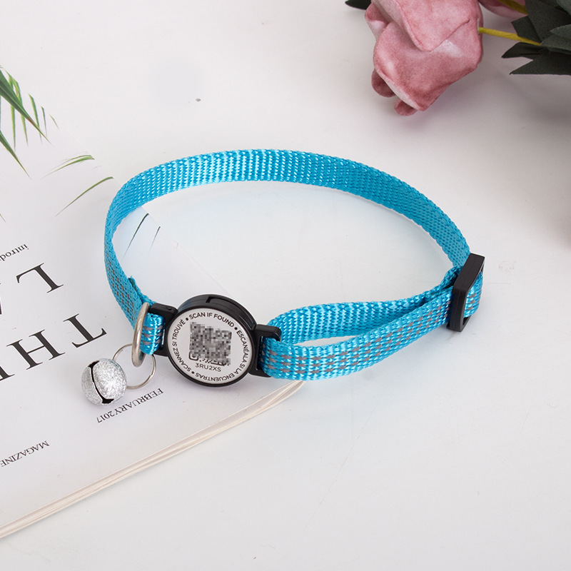 QR Code Pet ID Collar Tag Reflective Dog Collar With Customizable Lost Pet Info