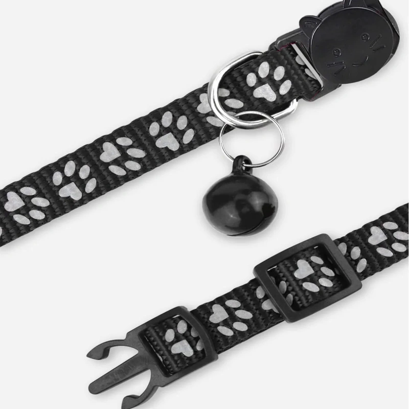2-Pack Reflective Cat Collars with Bell - Adjustable Safety Breakaway Buckle for Small Pets, Kitten & Puppy (Glow in The Dark, L