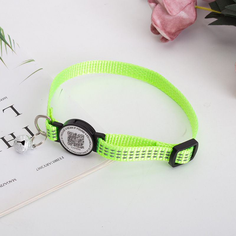 QR Code Pet ID Collar Tag Reflective Dog Collar With Customizable Lost Pet Info