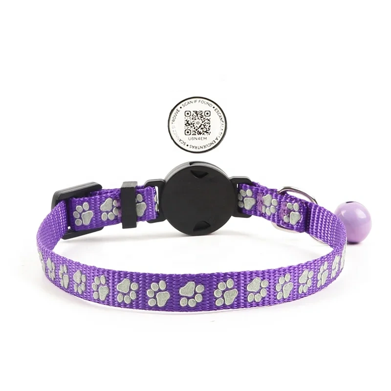 Hot Selling Silicone Reflective Dog Collar with QR Code & Paw ID Tags Durable Print Anti-Loss Tracking for Dogs