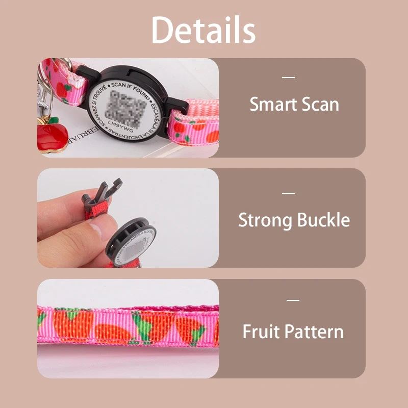 QR Code Pet ID Collar Tag Reflective Dog Collar With Customizable Lost Pet Info