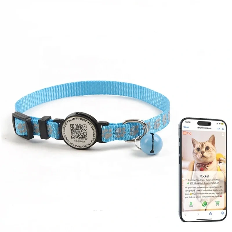 Hot Selling Silicone Reflective Dog Collar with QR Code & Paw ID Tags Durable Print Anti-Loss Tracking for Dogs
