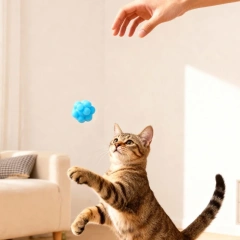 Cat Chew Ball Toy Silicone High Elasticity Bite-resistant Kitten Toy Teeth Cleaning Interactive Ball Cat Toy Supplies