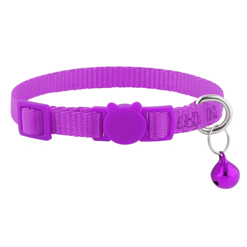 Ultra-Light Nylon Weave Belt Pet  Collar with Se Bule Anti-Hanging Choking Traing Bell Pink Ne Ring for s
