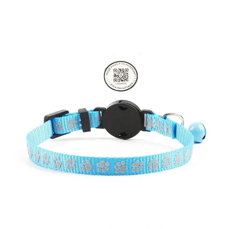 Hot Selling Silicone Reflective Dog Collar with QR Code & Paw ID Tags Durable Print Anti-Loss Tracking for Dogs