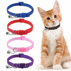 Cat Collar with Bell Soft Safety Buckl Cat Collar Quick Release Cat Collars Adjustable Nylon Pet Collar for Cats Puppy