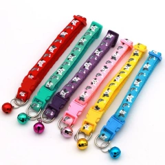 Collar Bell Colorful Cats Pattern Pet Accessories Dog Cat Adjustable Collars For Puppy Kitten DIY Small Animal
