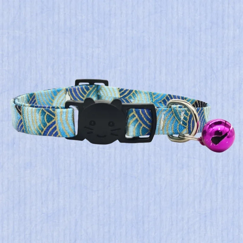 Hot Selling New Bronzing Cotton Polyester Pet Collar with Bell Anti-Suffocation Safety Buckle for Cats & Dogs