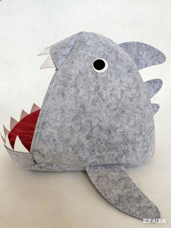 Foldable Cat Bed with Shark Design Felt Material Cat Cave House