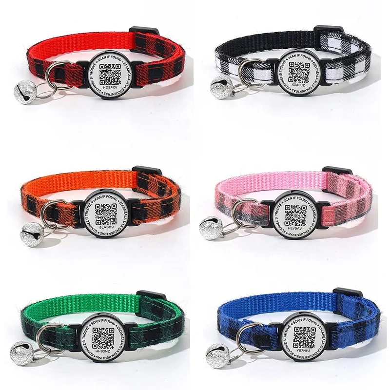 Hot Selling QR Code Pet Collar with Bell ID Tags Simple Scanning Code Registration for Anti-Loss Tracking for Small Dogs Cats