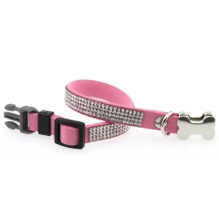 Superfine Rhinestone Dog Collar Alloy Bone Small Pet Collar
