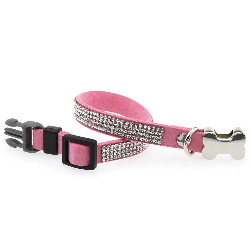 Superfine Rhinestone Dog Collar Alloy Bone Small Pet Collar