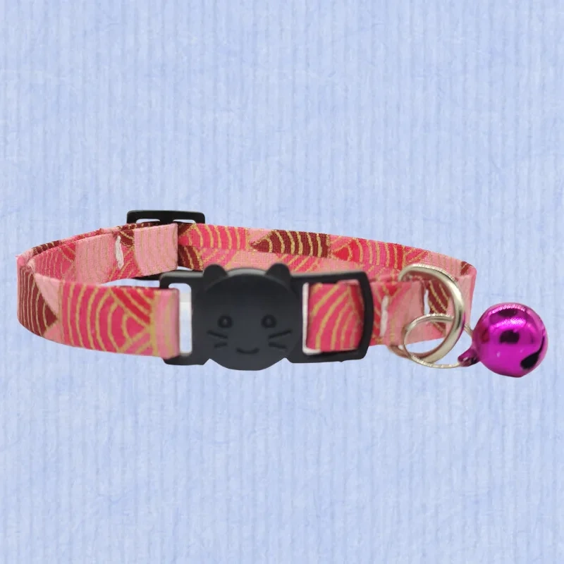 Hot Selling New Bronzing Cotton Polyester Pet Collar with Bell Anti-Suffocation Safety Buckle for Cats & Dogs
