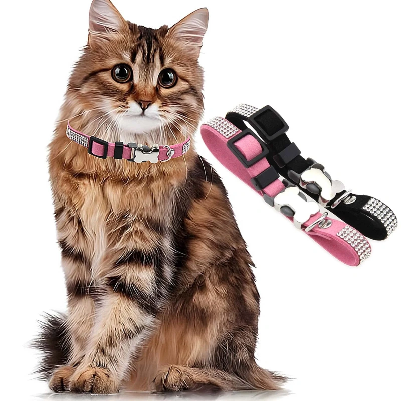 Superfine Rhinestone Dog Collar Alloy Bone Small Pet Collar