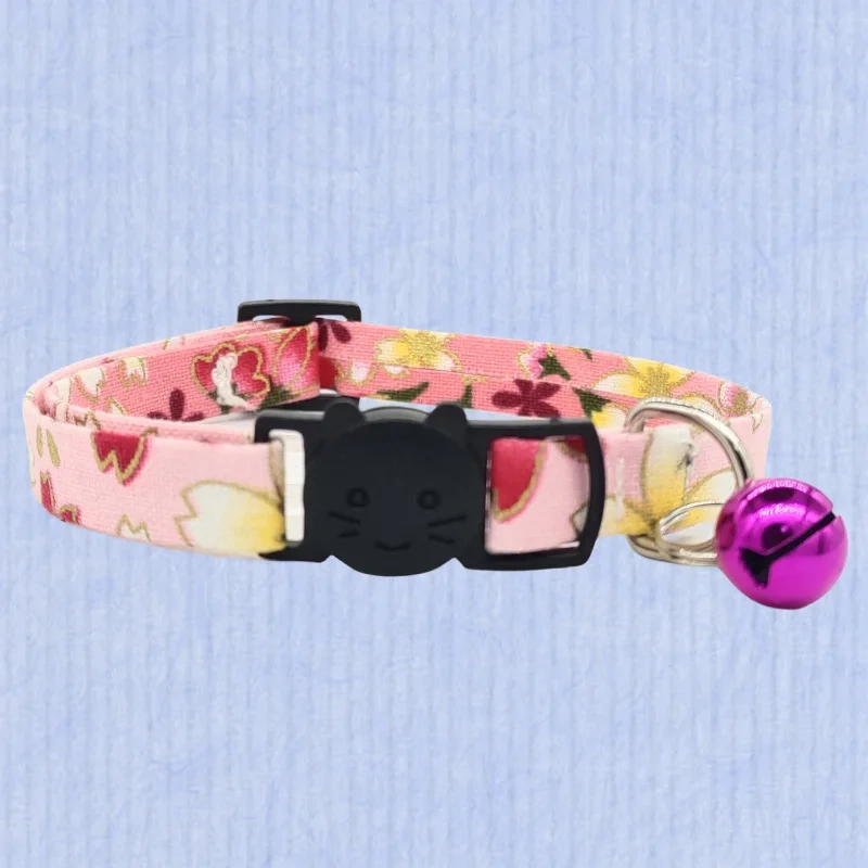 Hot Selling New Bronzing Cotton Polyester Pet Collar with Bell Anti-Suffocation Safety Buckle for Cats & Dogs
