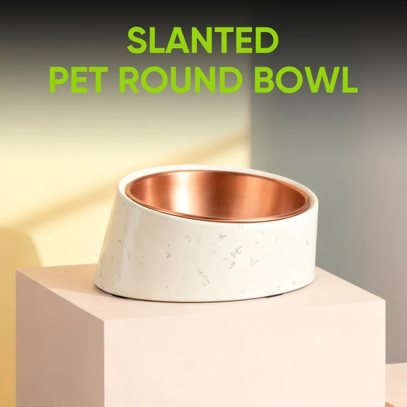 Durable Anti-slip Comfortable Dining Melamine Slanted Pet Round Bowl Pet Feeding Reduces Neck Strain Enhances Digestion Pet Bowl
