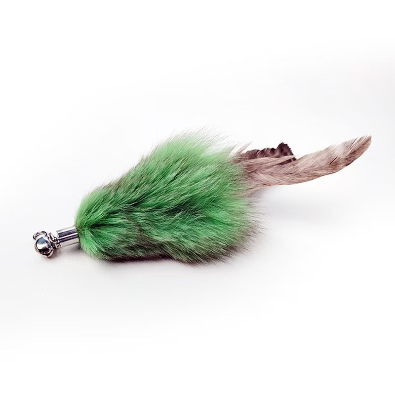 Luxury Feather Teaser Cat Stick Replacement Head Bell Toy